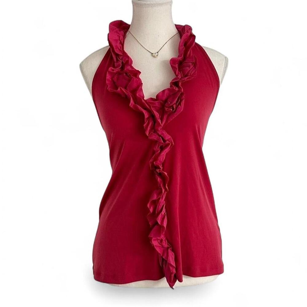 The Limited pink ruffle halter top with ruffled trim, size M